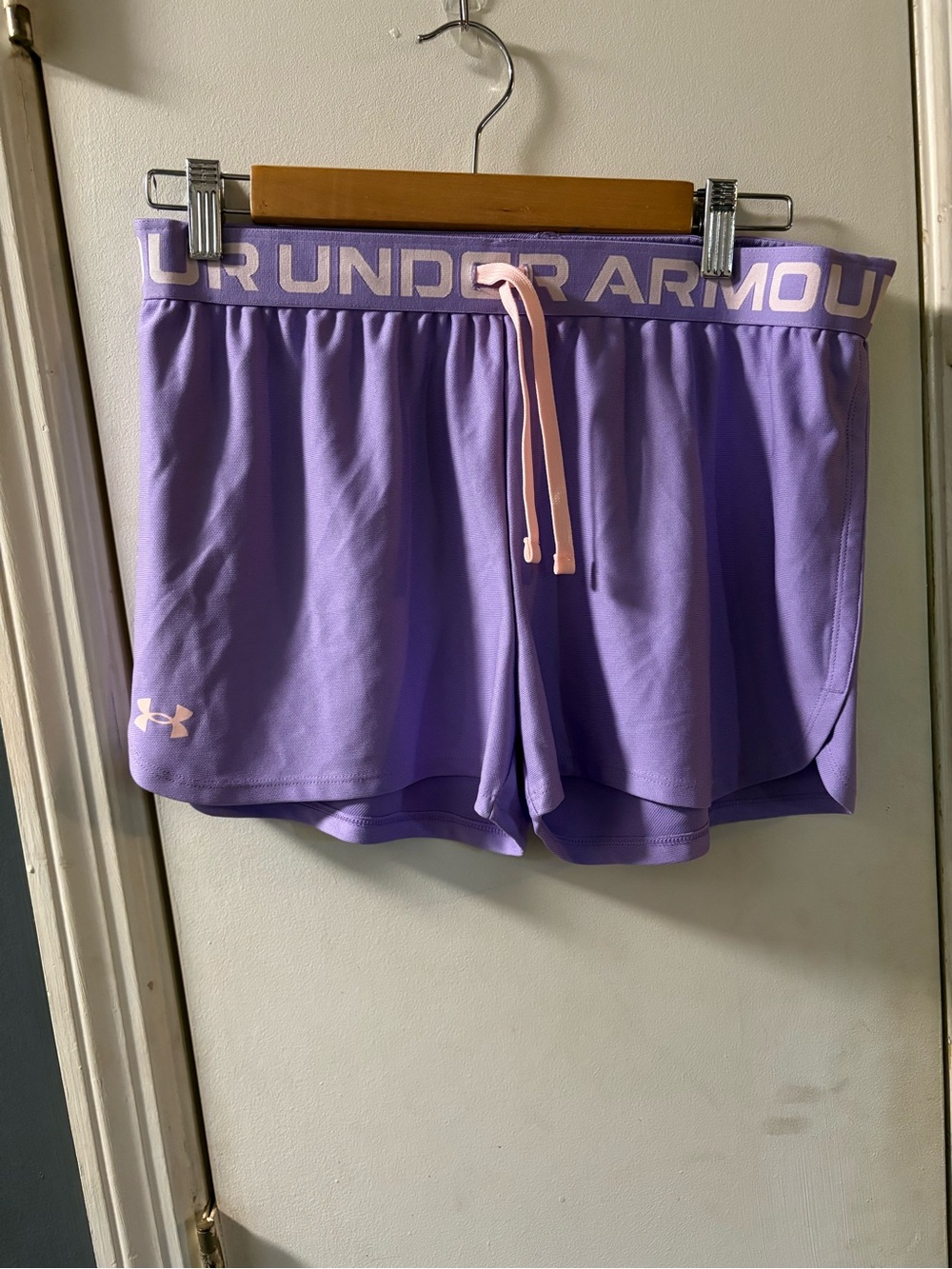 Under Armour Lavender Athletic Shorts with Light Pink Drawstring size YXL